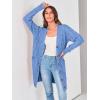imagePRETTYGARDEN Long Sleeve Cable Knit Long Cardigan for Women 2024 Fall Winter Chunky Open Front Button Sweaters with PocketsSky Blue