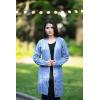 imagePRETTYGARDEN Long Sleeve Cable Knit Long Cardigan for Women 2024 Fall Winter Chunky Open Front Button Sweaters with PocketsSky Blue