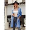 imagePRETTYGARDEN Long Sleeve Cable Knit Long Cardigan for Women 2024 Fall Winter Chunky Open Front Button Sweaters with PocketsSky Blue