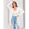 imagePRETTYGARDEN Long Sleeve Cable Knit Long Cardigan for Women 2024 Fall Winter Chunky Open Front Button Sweaters with PocketsWhite