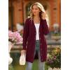 imagePRETTYGARDEN Long Sleeve Cable Knit Long Cardigan for Women 2024 Fall Winter Chunky Open Front Button Sweaters with PocketsWine Red