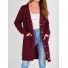imagePRETTYGARDEN Long Sleeve Cable Knit Long Cardigan for Women 2024 Fall Winter Chunky Open Front Button Sweaters with PocketsWine Red