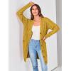 imagePRETTYGARDEN Long Sleeve Cable Knit Long Cardigan for Women 2024 Fall Winter Chunky Open Front Button Sweaters with PocketsYellow