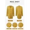 imagePRETTYGARDEN Long Sleeve Cable Knit Long Cardigan for Women 2024 Fall Winter Chunky Open Front Button Sweaters with PocketsYellow