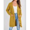imagePRETTYGARDEN Long Sleeve Cable Knit Long Cardigan for Women 2024 Fall Winter Chunky Open Front Button Sweaters with PocketsYellow