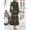imagePRETTYGARDEN Womens Casual Dresses Loose Belted Long Lantern Sleeve Tiered Button Down Maxi Shirt Dress with PocketsArmy Green