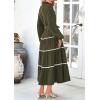 imagePRETTYGARDEN Womens Casual Dresses Loose Belted Long Lantern Sleeve Tiered Button Down Maxi Shirt Dress with PocketsArmy Green
