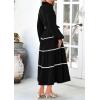 imagePRETTYGARDEN Womens Casual Dresses Loose Belted Long Lantern Sleeve Tiered Button Down Maxi Shirt Dress with PocketsBlack