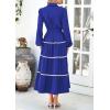 imagePRETTYGARDEN Womens Casual Dresses Loose Belted Long Lantern Sleeve Tiered Button Down Maxi Shirt Dress with PocketsBlue