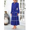 imagePRETTYGARDEN Womens Casual Dresses Loose Belted Long Lantern Sleeve Tiered Button Down Maxi Shirt Dress with PocketsBlue