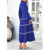 imagePRETTYGARDEN Womens Casual Dresses Loose Belted Long Lantern Sleeve Tiered Button Down Maxi Shirt Dress with PocketsBlue