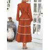 imagePRETTYGARDEN Womens Casual Dresses Loose Belted Long Lantern Sleeve Tiered Button Down Maxi Shirt Dress with PocketsBrick Red