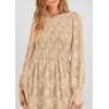 imagePRETTYGARDEN Womens Fall Midi Dress Elegant Floral Long Sleeve Smocked Boho Wedding Party Long Flowy DressesApricot