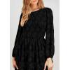 imagePRETTYGARDEN Womens Fall Midi Dress Elegant Floral Long Sleeve Smocked Boho Wedding Party Long Flowy DressesBlack