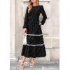 imagePRETTYGARDEN Womens Fall Midi Dress Elegant Floral Long Sleeve Smocked Boho Wedding Party Long Flowy DressesBlack