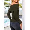 imagePRETTYGARDEN Womens Fall Off Shoulder Sweaters Y2K Long Sleeve Ribbed Knit Fitted Pullover Winter Date Night Tops BlouseArmy Green