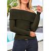 imagePRETTYGARDEN Womens Fall Off Shoulder Sweaters Y2K Long Sleeve Ribbed Knit Fitted Pullover Winter Date Night Tops BlouseArmy Green
