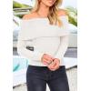 imagePRETTYGARDEN Womens Fall Off Shoulder Sweaters Y2K Long Sleeve Ribbed Knit Fitted Pullover Winter Date Night Tops BlouseBeige White