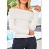 imagePRETTYGARDEN Womens Fall Off Shoulder Sweaters Y2K Long Sleeve Ribbed Knit Fitted Pullover Winter Date Night Tops BlouseBeige White