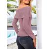 imagePRETTYGARDEN Womens Fall Off Shoulder Sweaters Y2K Long Sleeve Ribbed Knit Fitted Pullover Winter Date Night Tops BlouseHeather Pink