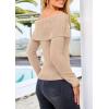 imagePRETTYGARDEN Womens Fall Off Shoulder Sweaters Y2K Long Sleeve Ribbed Knit Fitted Pullover Winter Date Night Tops BlouseLight Camel