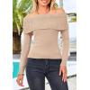 imagePRETTYGARDEN Womens Fall Off Shoulder Sweaters Y2K Long Sleeve Ribbed Knit Fitted Pullover Winter Date Night Tops BlouseLight Camel