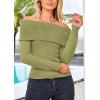 imagePRETTYGARDEN Womens Fall Off Shoulder Sweaters Y2K Long Sleeve Ribbed Knit Fitted Pullover Winter Date Night Tops BlouseSage Green
