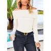 imagePRETTYGARDEN Womens Fall Off Shoulder Sweaters Y2K Long Sleeve Ribbed Knit Fitted Pullover Winter Date Night Tops BlouseSnow White