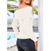 imagePRETTYGARDEN Womens Fall Off Shoulder Sweaters Y2K Long Sleeve Ribbed Knit Fitted Pullover Winter Date Night Tops BlouseSnow White