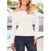imagePRETTYGARDEN Womens Fall Off Shoulder Sweaters Y2K Long Sleeve Ribbed Knit Fitted Pullover Winter Date Night Tops BlouseSnow White