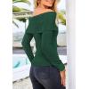 imagePRETTYGARDEN Womens Fall Off Shoulder Sweaters Y2K Long Sleeve Ribbed Knit Fitted Pullover Winter Date Night Tops BlouseWood Green
