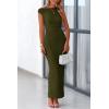 imagePRETTYGARDEN Womens Summer Formal Maxi Dresses Mesh Sleeveless One Shoulder Bodycon Ruched Slit Long Wedding Guest DressesArmy Green
