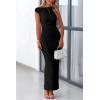 imagePRETTYGARDEN Womens Summer Formal Maxi Dresses Mesh Sleeveless One Shoulder Bodycon Ruched Slit Long Wedding Guest DressesBlack