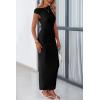 imagePRETTYGARDEN Womens Summer Formal Maxi Dresses Mesh Sleeveless One Shoulder Bodycon Ruched Slit Long Wedding Guest DressesBlack