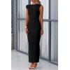 imagePRETTYGARDEN Womens Summer Formal Maxi Dresses Mesh Sleeveless One Shoulder Bodycon Ruched Slit Long Wedding Guest DressesBlack