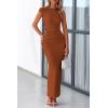 imagePRETTYGARDEN Womens Summer Formal Maxi Dresses Mesh Sleeveless One Shoulder Bodycon Ruched Slit Long Wedding Guest DressesCaramel