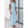 imagePRETTYGARDEN Womens Summer Formal Maxi Dresses Mesh Sleeveless One Shoulder Bodycon Ruched Slit Long Wedding Guest DressesLight Blue