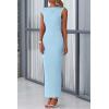 imagePRETTYGARDEN Womens Summer Formal Maxi Dresses Mesh Sleeveless One Shoulder Bodycon Ruched Slit Long Wedding Guest DressesLight Blue