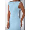 imagePRETTYGARDEN Womens Summer Formal Maxi Dresses Mesh Sleeveless One Shoulder Bodycon Ruched Slit Long Wedding Guest DressesLight Blue