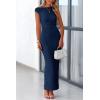 imagePRETTYGARDEN Womens Summer Formal Maxi Dresses Mesh Sleeveless One Shoulder Bodycon Ruched Slit Long Wedding Guest DressesNavy