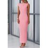 imagePRETTYGARDEN Womens Summer Formal Maxi Dresses Mesh Sleeveless One Shoulder Bodycon Ruched Slit Long Wedding Guest DressesPink