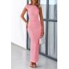 imagePRETTYGARDEN Womens Summer Formal Maxi Dresses Mesh Sleeveless One Shoulder Bodycon Ruched Slit Long Wedding Guest DressesPink