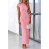 imagePRETTYGARDEN Womens Summer Formal Maxi Dresses Mesh Sleeveless One Shoulder Bodycon Ruched Slit Long Wedding Guest DressesPink
