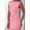 imagePRETTYGARDEN Womens Summer Formal Maxi Dresses Mesh Sleeveless One Shoulder Bodycon Ruched Slit Long Wedding Guest DressesPink
