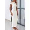imagePRETTYGARDEN Womens Summer Formal Maxi Dresses Mesh Sleeveless One Shoulder Bodycon Ruched Slit Long Wedding Guest DressesWhite