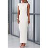 imagePRETTYGARDEN Womens Summer Formal Maxi Dresses Mesh Sleeveless One Shoulder Bodycon Ruched Slit Long Wedding Guest DressesWhite
