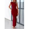 imagePRETTYGARDEN Womens Summer Formal Maxi Dresses Mesh Sleeveless One Shoulder Bodycon Ruched Slit Long Wedding Guest DressesWine Red