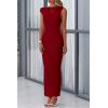 imagePRETTYGARDEN Womens Summer Formal Maxi Dresses Mesh Sleeveless One Shoulder Bodycon Ruched Slit Long Wedding Guest DressesWine Red