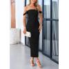 imagePRETTYGARDEN Womens Summer Off The Shoulder Dress Ruched Bodycon Sleeveless Split Cocktail Party Maxi DressesBlack