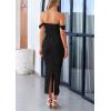 imagePRETTYGARDEN Womens Summer Off The Shoulder Dress Ruched Bodycon Sleeveless Split Cocktail Party Maxi DressesBlack